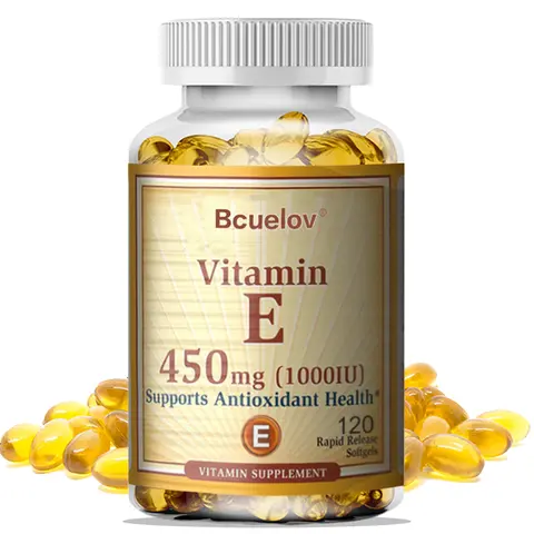 Bcuelov Vitamin E Health Supplement - Support for Skin Care, Even Skin Tone, Immunity - 120 Capsules