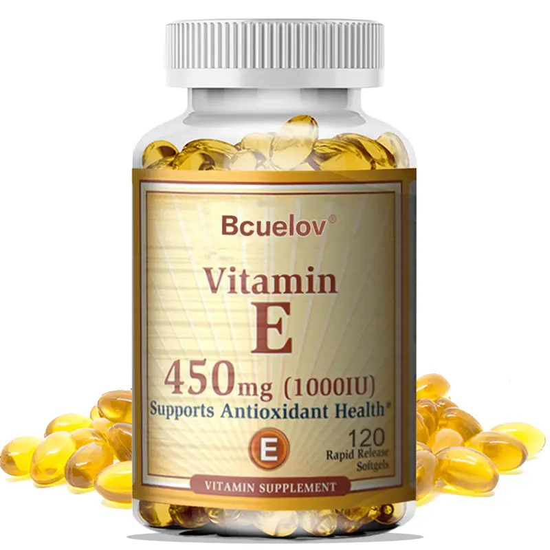 Bcuelov Vitamin E Health Supplement - Support for Skin Care, Even Skin Tone, Immunity - 120 Capsules