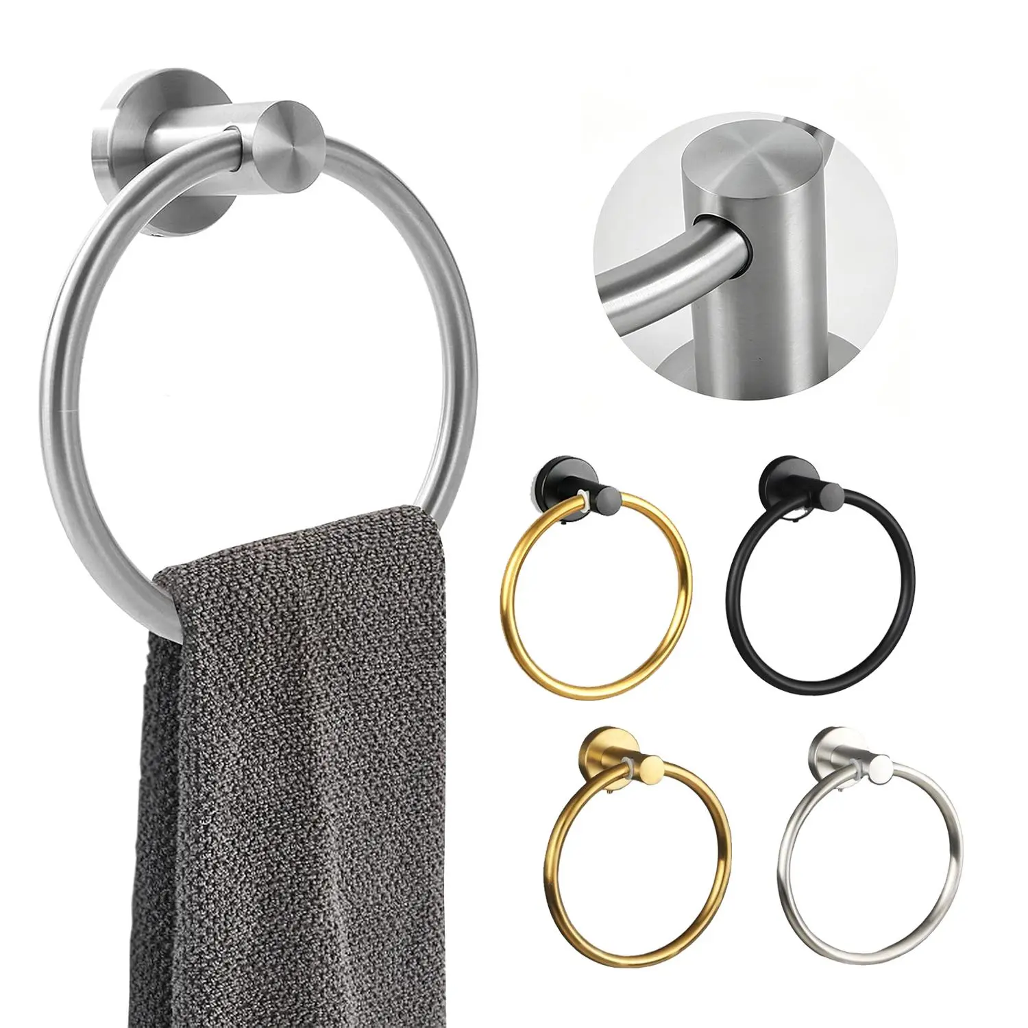 Bathroom Towel Ring Holder, 1 Count Stainless Steel Bathroom Towel Holder, Bathroom Gadgets for Home Use, Bathroom Essentials Accessories, Towel Hook summerwins