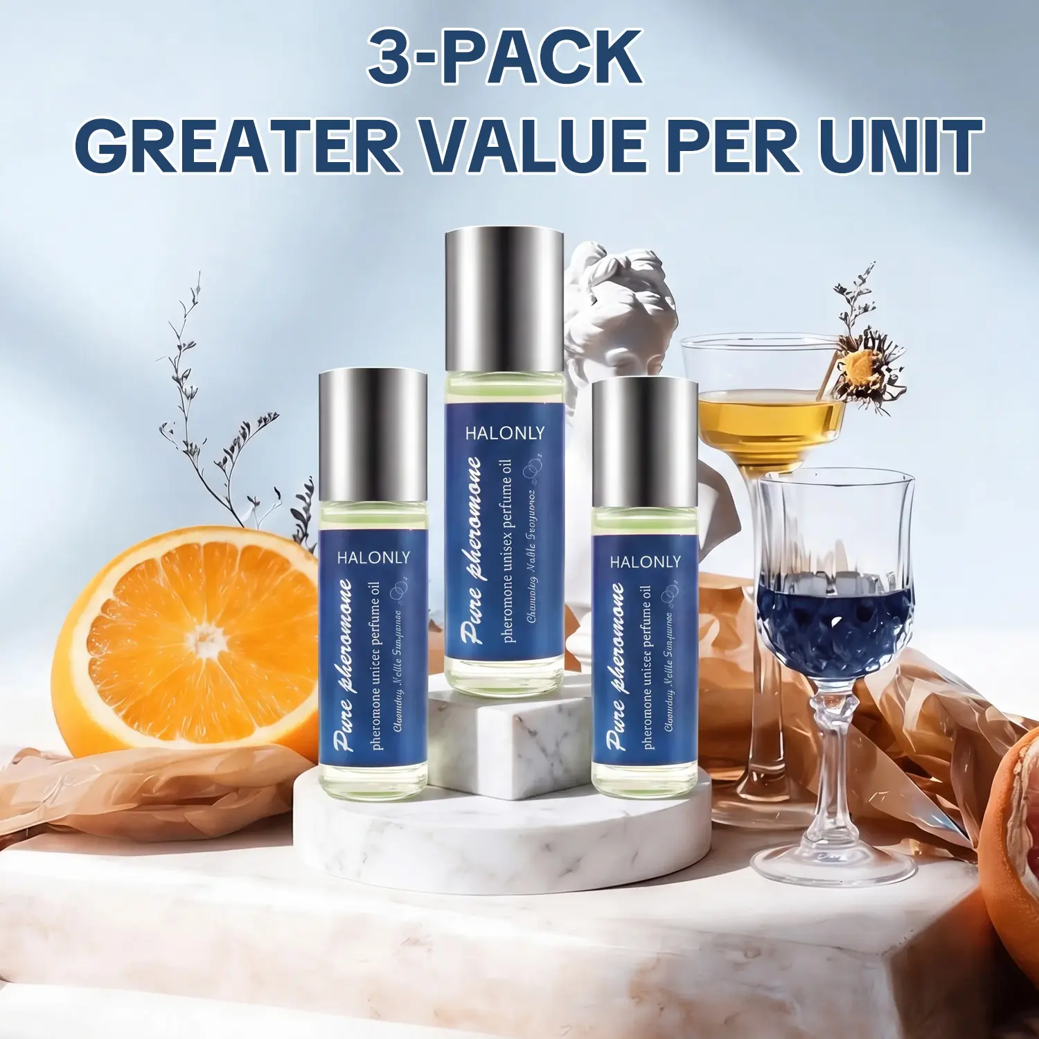 Halonly Pheromone Infused Cologne Roll On with an Elegant Alluring Fragrance - Long-Lasting, Vegan & Cruelty-Free Unisex Perfume, TSA Approved