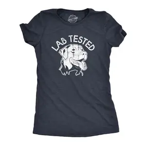 Womens Lab Tested T Shirt Funny Pet Puppy Labrador Retriever Joke Tee for Ladies Funny Womens T Shirts Cute Vintage Fashion Casual Ladies T-Shirt Gift Sarcastic Tops for Women Funny Dog Top Women's Novelty Tees Navy - LAB