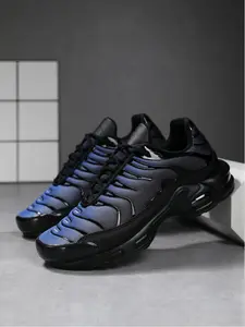 Men's Air Cushion Running Shoes, Sports Running Shoes, Breathable Mesh Upper with Wavy Texture, Shock-Absorbing Heel Air Cushion, Lace-Up Design for Secure Fit, Perfect for Gym Workouts, Athletic Training and Outdoor Activities