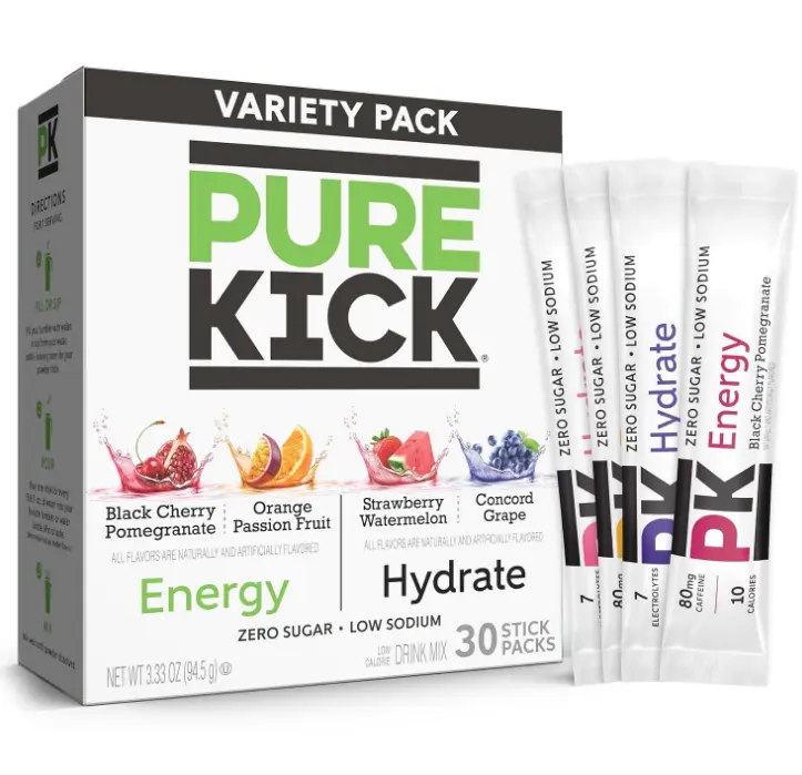 Pure Kick Energy & Hydrate Singles To Go Drink Mix, Variety Pack, 30 Count