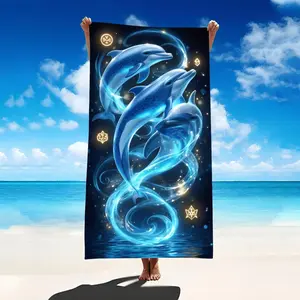 Dolphin Ocean Magic Beach Towel with Glowing Design for Summer Pool And Beach Use