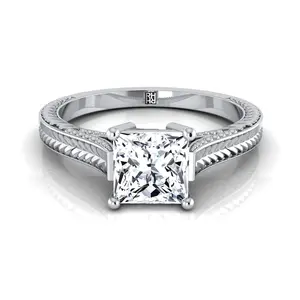 The Aida Solitaire Engagement Ring Setting for Princess Diamonds in Platinum