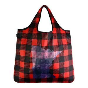 YaYbag Minnesota Plaid Lightweight Shopping Bag, Stylish Polyester Tote, Foldable, Washable & Eco-Friendly, 55 lbs Capacity