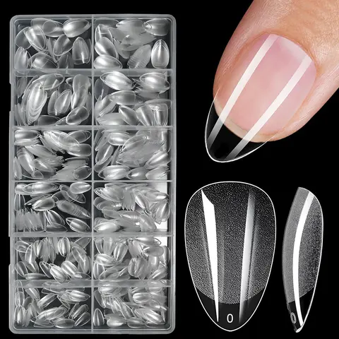 Short Almond Fake Nail Tips, Artificial Nail Tips, 600pcs/box Clear Press on Nails, Almond Shape Nails, Full Cover Almond False Nail Tips for Nail Salon Professional Acrylic Nails, Acrylic Nails Extension, Nail Art Supplies