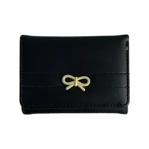 Women's Minimalist Bow-Knot Short Fold Wallet | Premium Korean Style Ins Fashion | Slim Compact Design | High-Grade PU Leather | Large Capacity Card Slots & Coin Pocket | Elegant Lightweight Purse for Daily Use