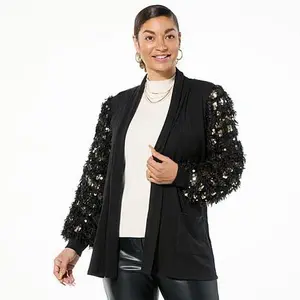 Colleen Lopez Feathered Balloon Sleeve Cardigan