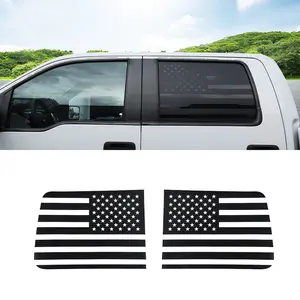 US Flag Rear Side Window Decals, Set of 2 UV Resistant DIY Install Stickers for 2009-2014 Ford F150 Raptor, Automotive Truck Exterior Accessories