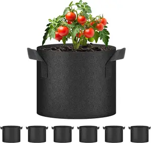 5 Gallon Nonwoven Grow Bags, Aeration Fabric Pots with Handles, Suitable for Garden Fruits, Vegetables and Flowers, Black