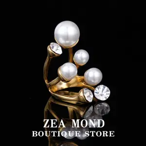 Titanium Steel Acrylic Imitation Pearl Fashion Ring YS-JZ-1