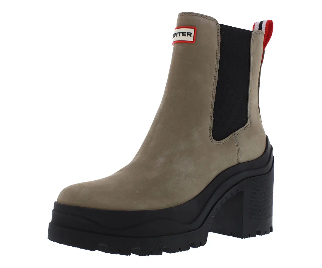 HUNTER Miana Women's Front-Zip Ankle Boots - Chunky Platform Lug Sole Combat Style Casual Outdoor Footwear, Casual Outdoor Boot