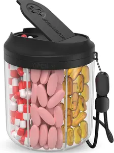 Pill Dispenser with 7 Large Compartments, Pill Bottle Organizer for Travel, Supplement Organizer with Anti-Mixing Design, BPA-Free Pill Container with 20 Pcs Labels