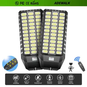 ADEWALK 9000 Max Solar Street Light 1440 LEDs IP67 Waterproof Ultra Bright Outdoor Lamp with Motion Sensor & Remote 72000mAh Battery 650000 Lumens 7500K Dusk to Dawn Security Lighting
