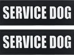2-Pack Removable Dog Harness Patches, Hook Back Vest Labels for Dogs, Training & Working Dog Patch Set, Black, Large Size