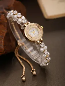 Elegant Quartz Watch for Women with Ai-Designed Pearl Bracelet Style, All-Season Daily Wear, Perfect for Gift-Giving at Holidays and Special Occasions, Stylish Watch