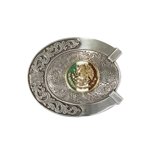 Ariat® Mexico Flag Engraved Silver Belt Buckle A37021