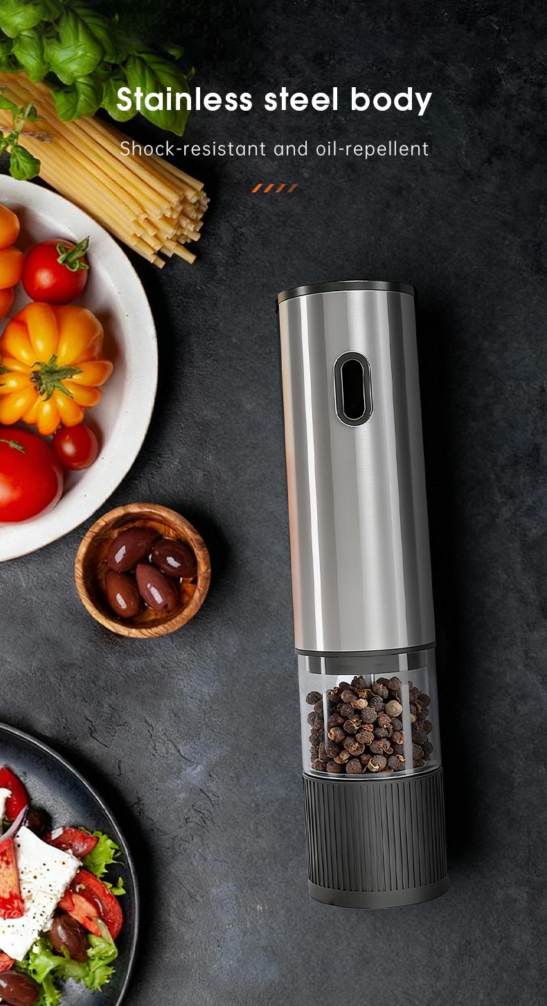 Automatic Salt and Pepper Grinder, Rechargeable Electric Spice Mill, LED Light Base, Large Capacity, Adjustable Coarseness, Self-Adjusting, Kitchen Utensils Set, New Year Gift, Home Kitchen