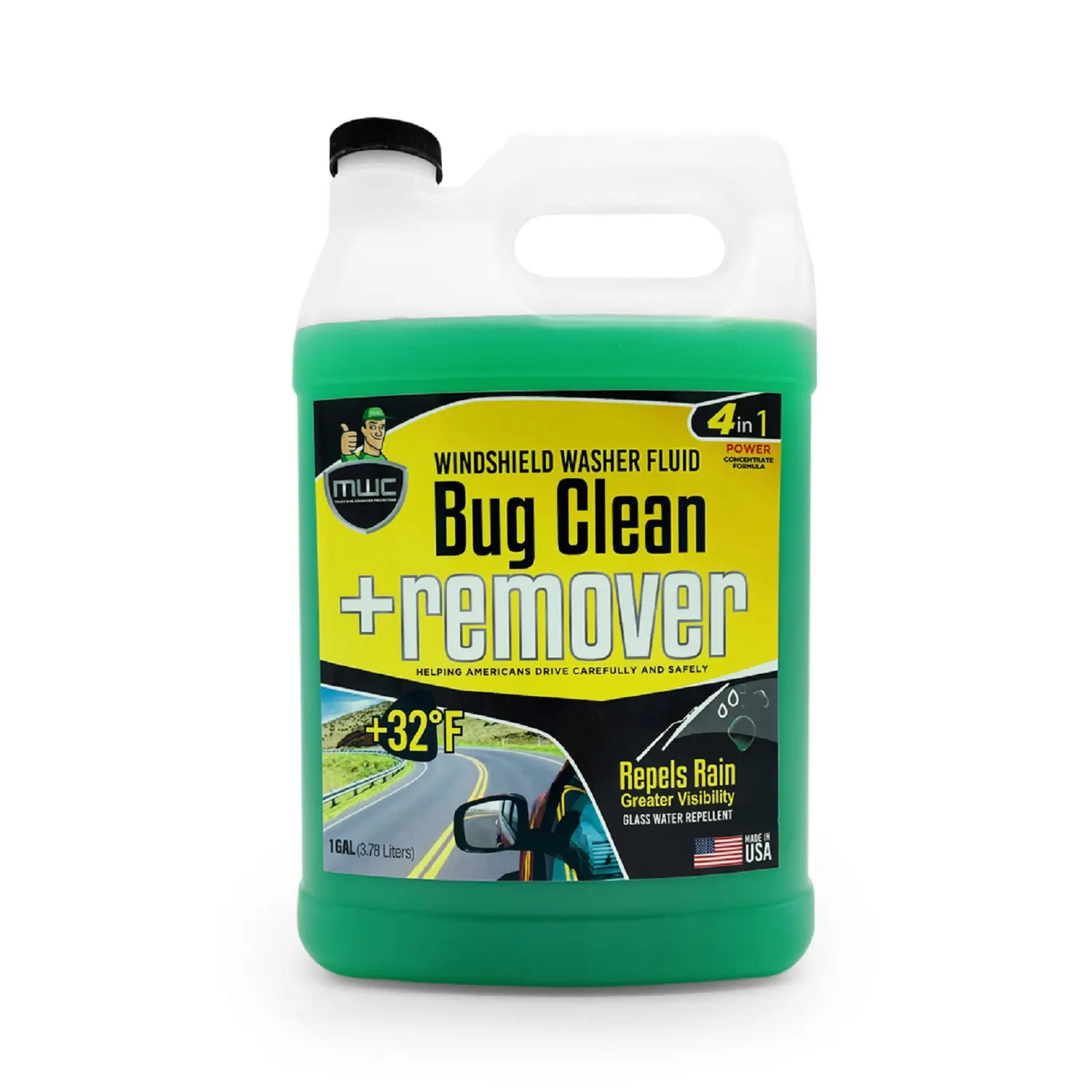 MWC Windshield Wiper Fluid, Concentrate Formula, 3.78 Liters, Ready-to-Use, Safe for Health, Car Cleaning Solution for Clear Visibility, Manufacturer Warranty