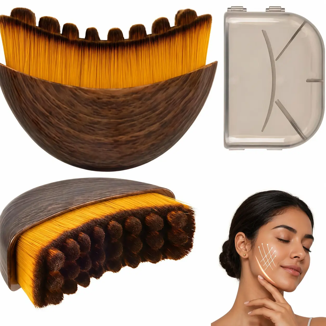 Vello Contour Face Brush - Soft Bristles Ergonomic Skincare Tool for Lymphatic Drainage, Jawline & Chin Sculpting, At-Home Routine Use, Personal Beauty & Skincare Accessories, Unscented Dry Brushing Massage, Makeup Prep Gift, Gift For Women