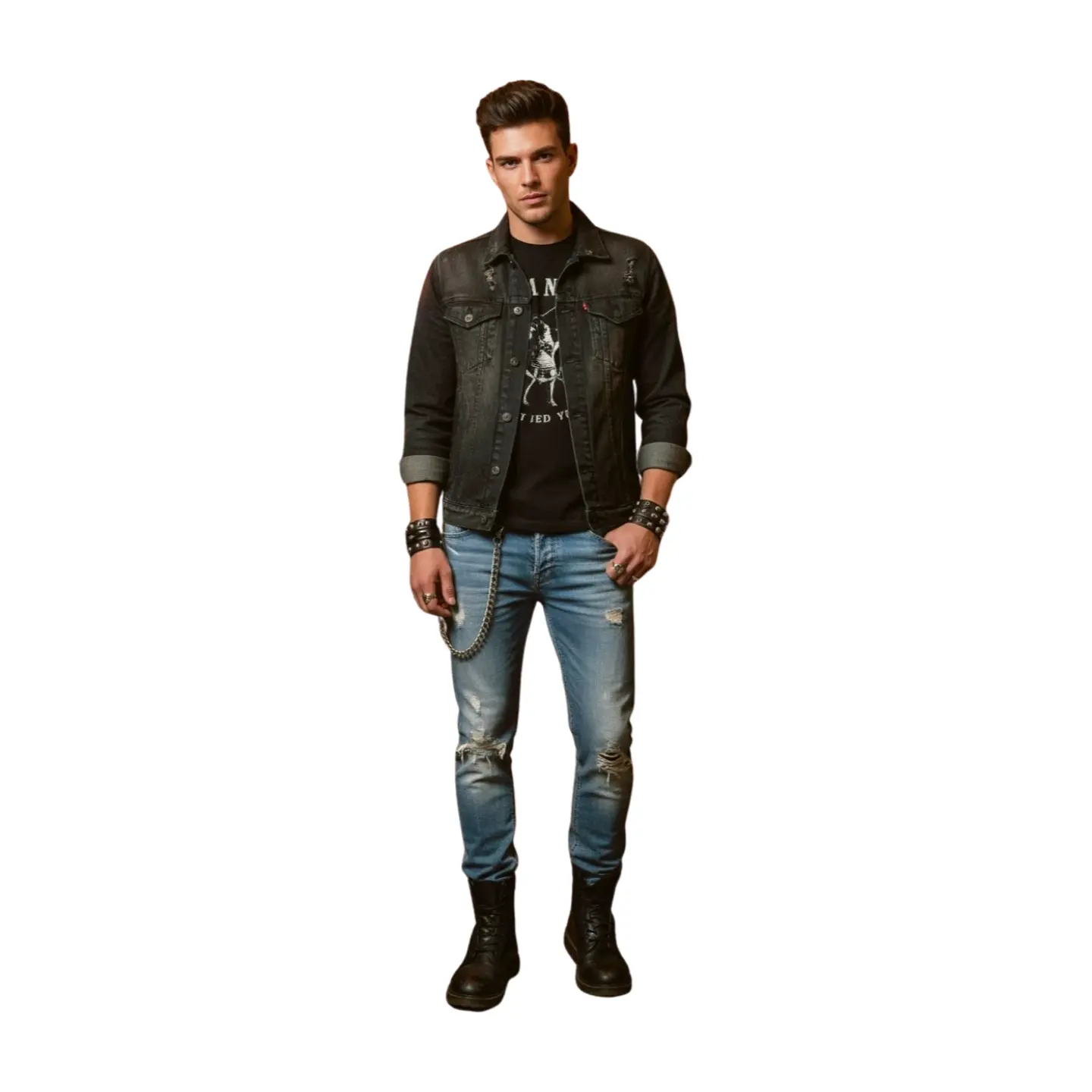 Men's Wallet Chain Biker Fashion Jeans Keychain Classic 22" Silver Links Heavy-Duty RM Trucker Style Secure & Stylish