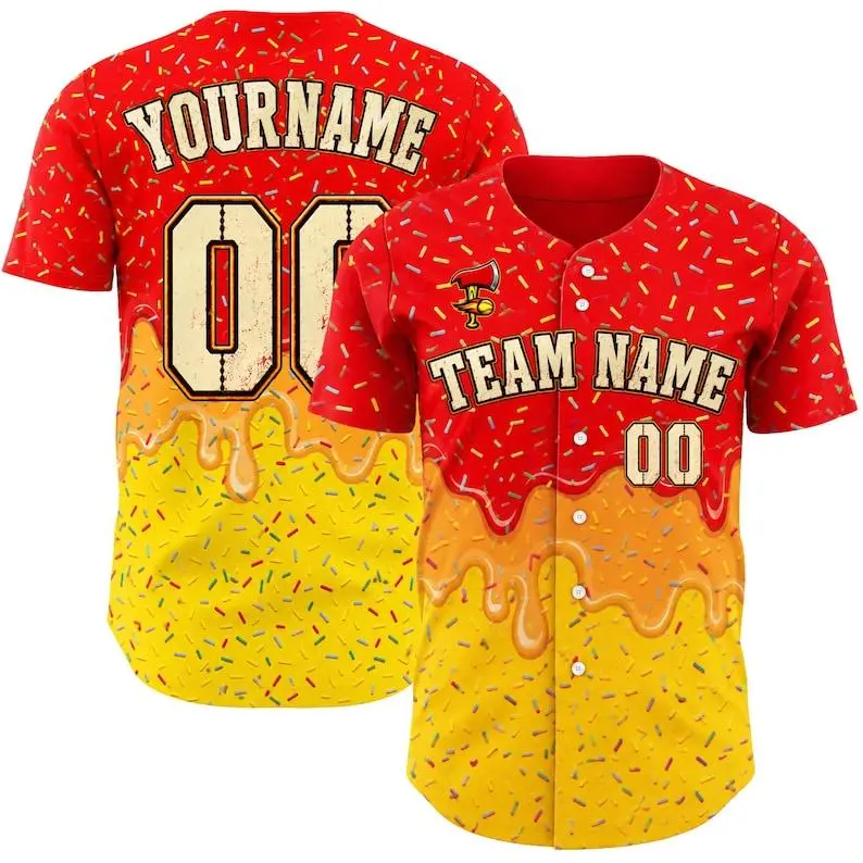 Personalized Firefighter Baseball Jersey, Flame Drip Sports Shirt, Custom Name Number Apparel