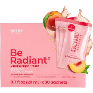 BeMe Liquid Collagen for Women - 2500mg Verisol Collagen Liquid with Biotin, CoQ10 & Vitamin C - Clinically Proven Collagen Peptides for Hair, Skin & Nails - 30 Peach Sachets