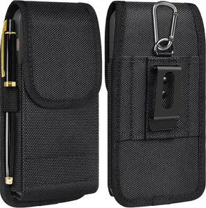 Cell Phone Holster with Card Holder Pouch Belt Clip Men for  16 15 14 13 12 11 Pro Max Plus  Galaxy S25 S24 S23 S22 Plus FE, L-Black