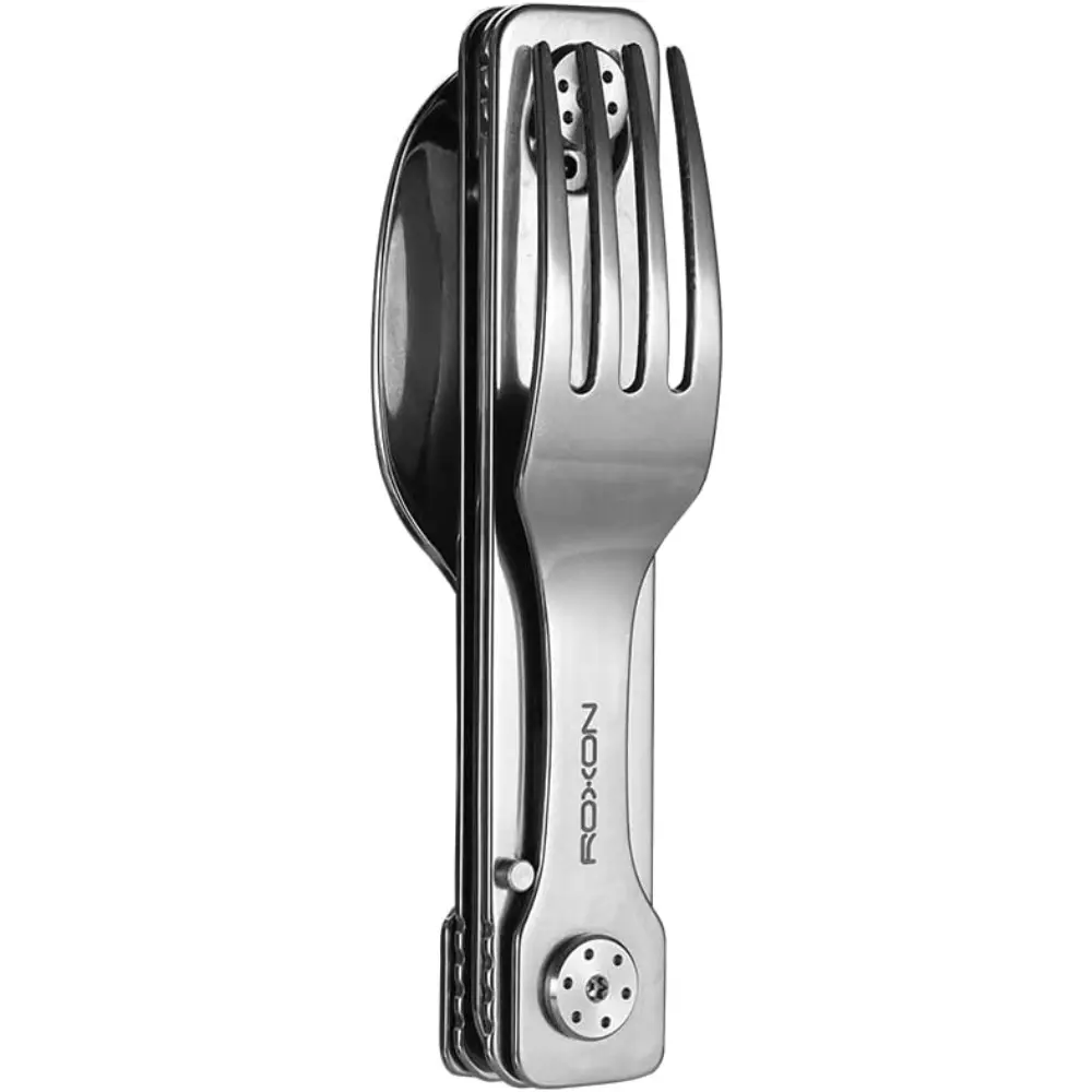 3-IN-1 Detachable Food-Grade Stainless Steel Camping Cutlery Set - Compact, Foldable, Magnetic, Mirror Polished Knife+Spoon+Fork, 2-Year Durability, 50% Space-Saving, Easy to Clean for Outdoor Camping, Hiking