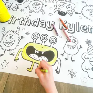 Monster Coloring Table Runner, Monster Birthday Coloring Page, Monster Giant Coloring Poster, Party Decorations, Coloring Table Runner