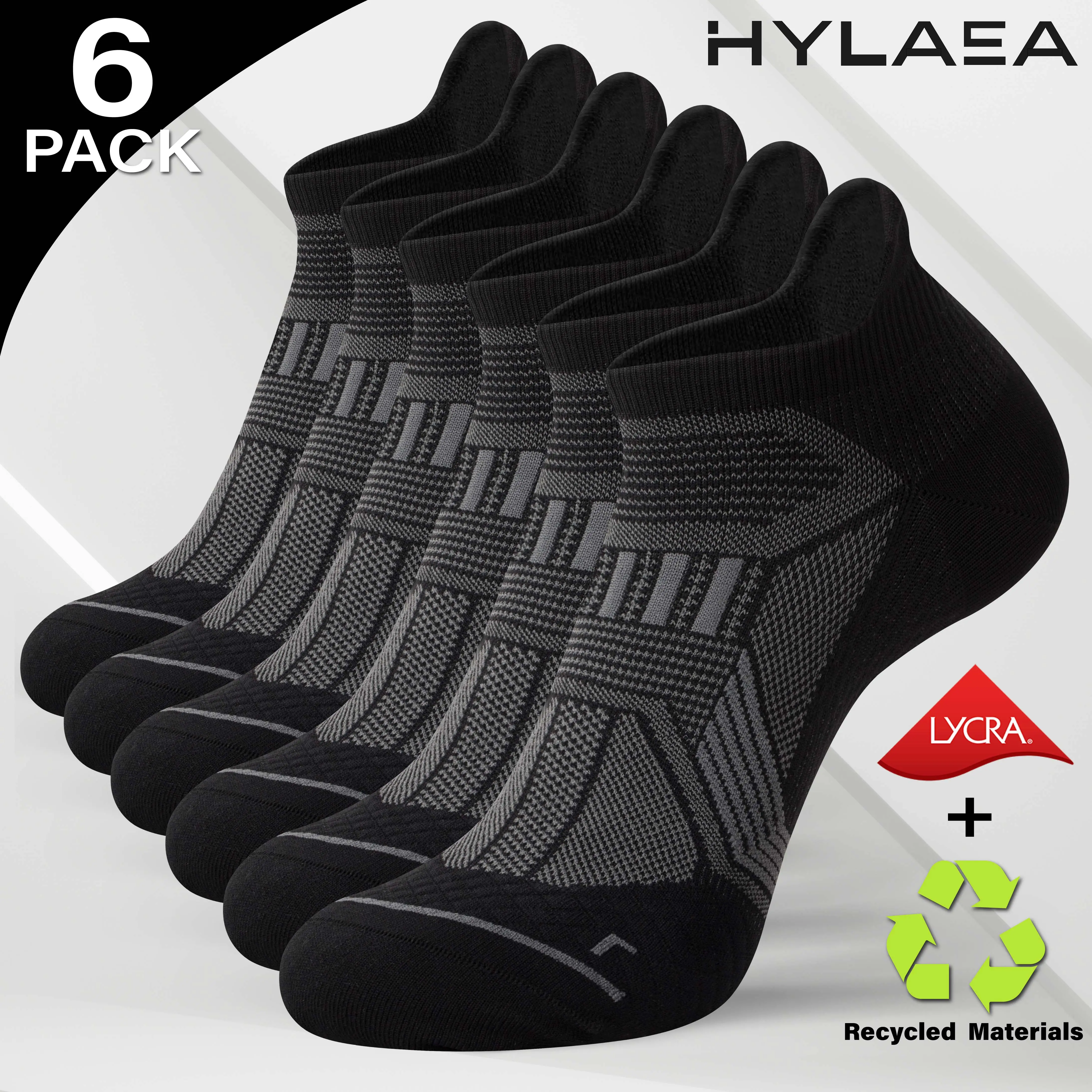 Hylaea 6 Pair No Show Running Athletic Anti-Blister Wicking Coolmax Socks with Mint-scented Fragrance Technology for Quick-Dry & Moisture-Wicking Comfort - Menswear, Fabric