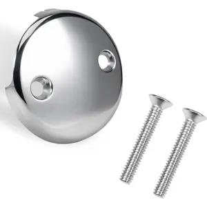 Two-Hole Bathtub Overflow Drain Cover, 3-1/8" Bathtub Drain Stopper with Two Matching Screws, Fits Most Standard Bathroom Tub (Plated Chrome)