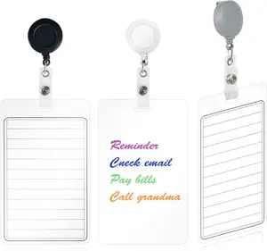 3 count 3*5 Erasable Notepad Badge with Retractable Badge Reel or Clip Dry-Erase Notepad Pocket Sized Erasable Notepad (Retractable)
