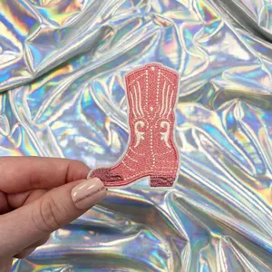 Pink Cowgirl Boot Iron On Patch