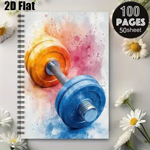 1 Spiral Notebook 5.7x8.26 Inch, Premium Lined Pages, Durable Coil Binding, Perfect for Gym Workout Logs, Fitness Journals, Training Records, Great Gift for Fitness Enthusiasts on Christmas, Birthday, New Year [2D] Flat