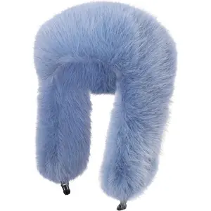 1pcs Winter Faux Fur Trapper Hat with Clips Warm Ushanka Ear Flap Hat for Men Women Furry Ski Hat for Cold Weather