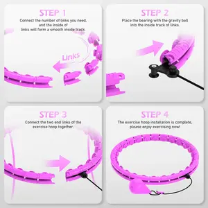 Weighted exercise hoop with 32 links (66 inches), sweet weight ball, suitable for adults Sports and fitness, suitable for women's smart sports devices
