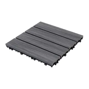 YYDS Patio Floor Tiles Pack of 11  WPC Wood-Plastic Composite Patio Deck Tiles DIY Interlocking Decking Tiles, Quick Deck Floor Tile, Court Tile, Water Resistant Indoor Outdoor -11.8" ASH