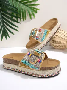 2026 Summer New Ethnic Style Sandals, Adjustable Metal Buckle, Rhinestones, Beads, Natural Stones, Softwood Sole, Beach Sandals for Women