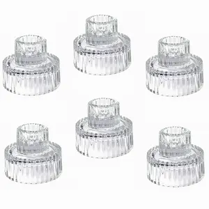 Glass Tapered / Tea Light Candle Holders - Decorative Centerpieces for Weddings, Parties, & Meditation