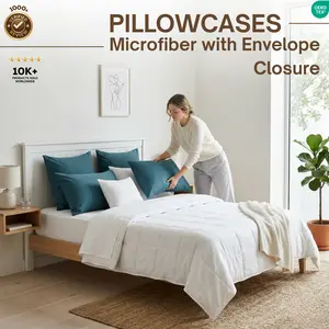 Soft Microfiber Pillowcase Set, 2 and 4 Pack, Envelope Closure, 4 Inch Piping Hem, Soft Brushed Fabric, Shrink and Fade Resistant, Standard Queen King | Utopia Bedding