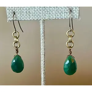 Lock & Key - Green Aventurine Drop Earrings