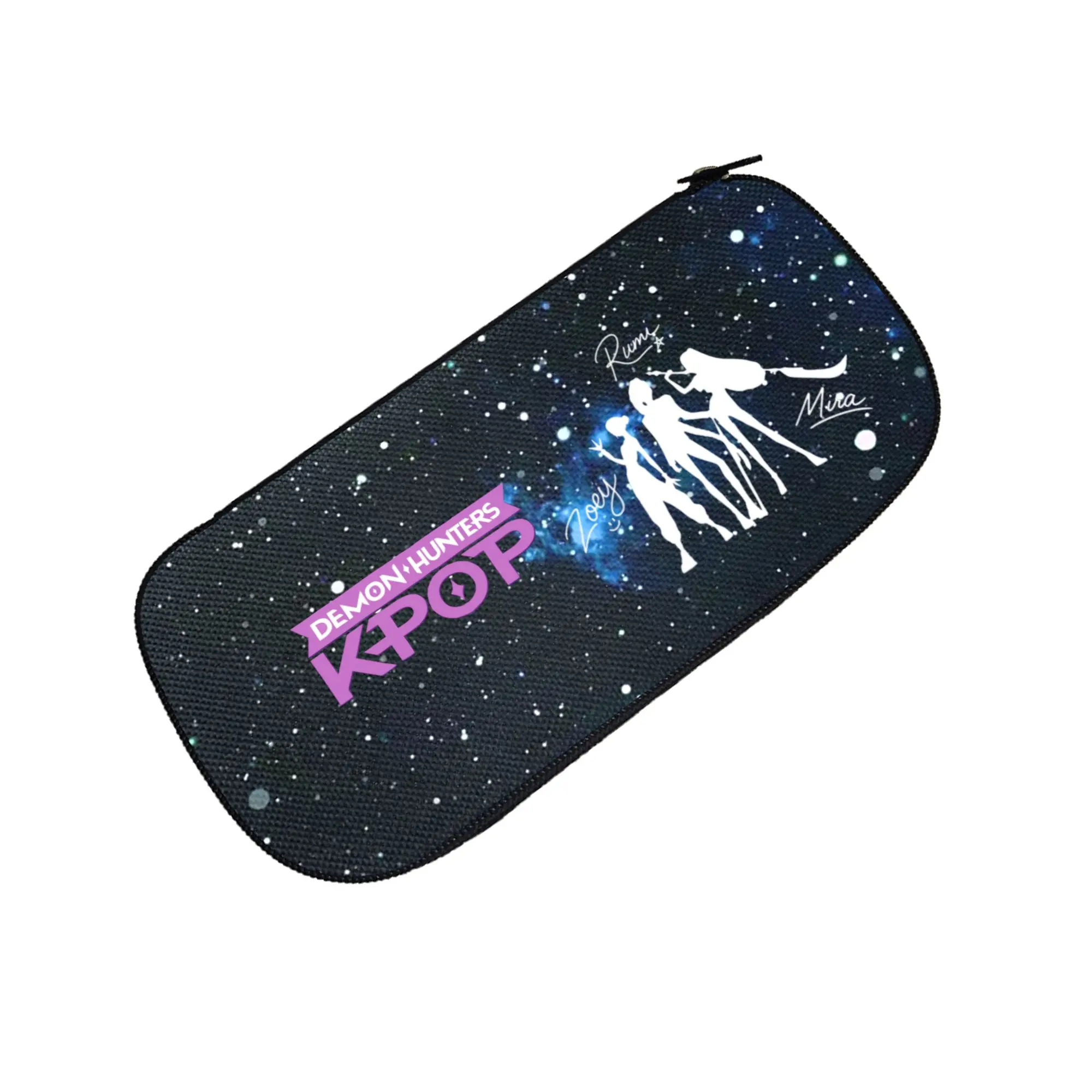 Large Capacity KPOP HUNTRIX Galaxy Pattern Pencil Case Durable Canvas Stationery Organizer For Boys Girls School (Pencils Not Included)