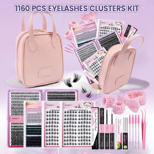 MAGEFY DIY Multi-Style False Eyelash Kit Includes 1160pcs Eyelash Clusters, Bond & Seal, Eyelash Remover, Tweezer, Wristbands, Hair Band, Eyelash Brush & Storage bag, Complete Tools for Beginners, Reusable & Easy to Apply, Perfect for Custom Lash Looks