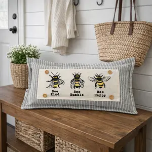 PANEL ONLY: RECTANGLE Boho Bees Summer, Mother's Day Spring; Bee Kind, Humble, Happy, 3 BEE ATTITUDES