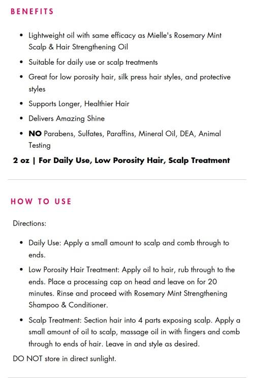 Rosemary Mint Light Scalp & Hair Strengthening Oil with Rosemary, Mint and Biotin Haircare Moisture