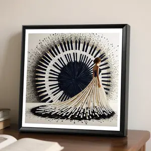 Create your own sparkly canvas: elegant piano dress diamond pattern + all supplies included! Simple to complete, eye-catching wall art. Fun craft activity & ideal gift for diamond painting fans!
