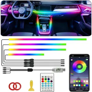 Interior Car LED Strip Lights,Acrylic LED Lights for Car with Dynamic Dreamcolor Chasing,116in 4 in 1 RGB Neon Strip Fiber Optic LED Ambient Lighting Kits with Remote APP,for Inside car Decorations,cars accessories,car stuff