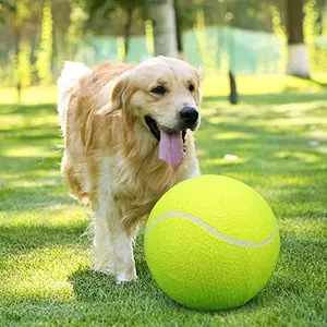 Giant Tennis Ball for Dogs, Yellow Big Tennis Ball for Dog Birthday Gift 9.5" Pet Toy Balls for Small/Medium/Large Dogs universal ball toy doggy toys giant tennisball herdingball puppy toys,Inflatable tennis ball